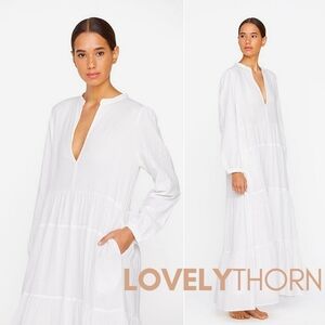 MIKOH // ltd ed resort '23 paris mock collar plunge tiered voluminous maxi dress